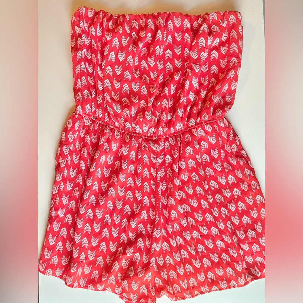 Strapless Red/White Romper